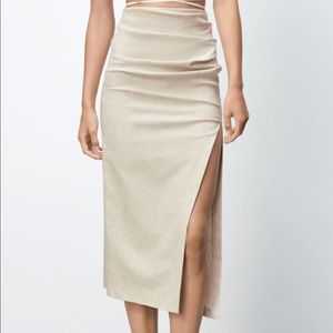 Zara linen blend skirt with high slit